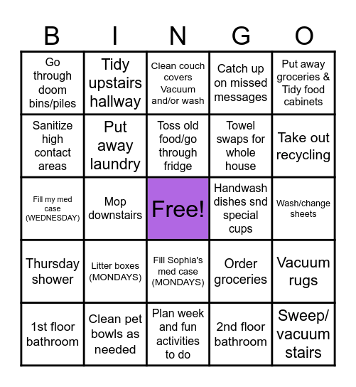 WEEKLY TASKS Bingo Card