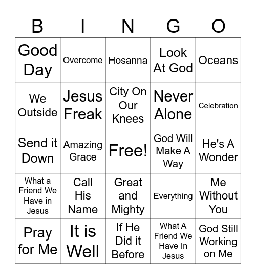 Freedom in Christ 2026- Round 3 Various Christian/Gospel Tunes Bingo Card