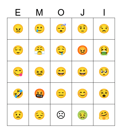 Emoji Bingo Card