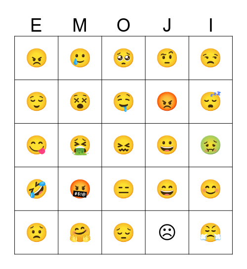 Emoji Bingo Card