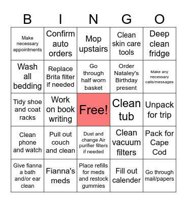 MONTHLY TASKS (July) Bingo Card