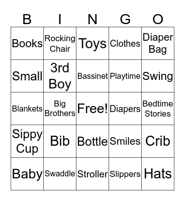 Baby Bingo  Bingo Card