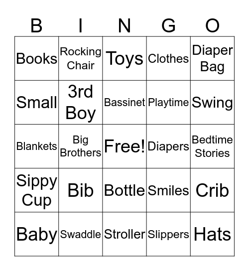 Baby Bingo  Bingo Card