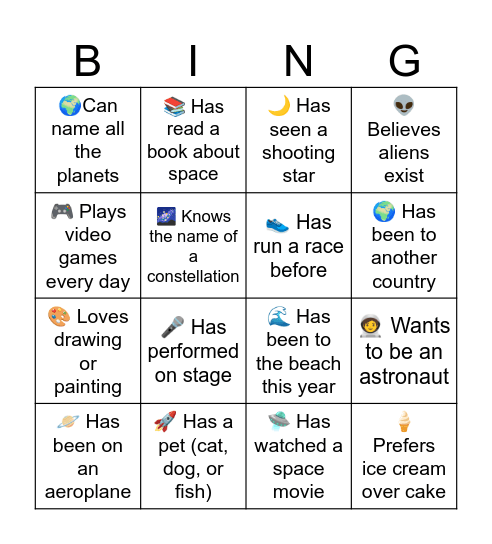 GET TO KNOW EACH OTHER Bingo Card