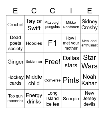 Beccie (bingo eccie) Bingo Card
