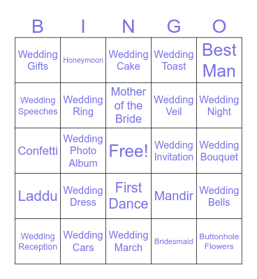 Wedding Bingo Card