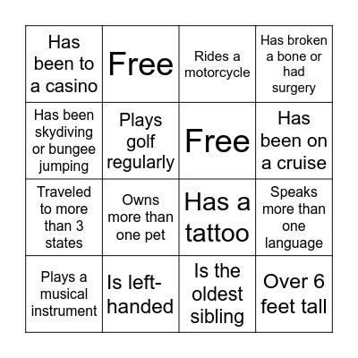SOCIAL BINGO Card