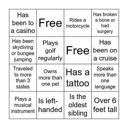 SOCIAL BINGO Card