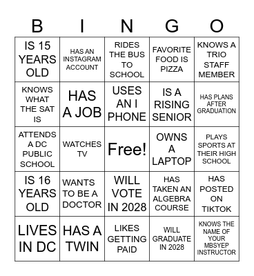 TRIO BINGO Card