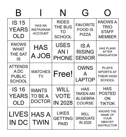 TRIO BINGO Card