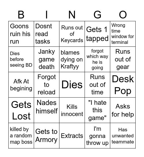 Baddie Bingo Card