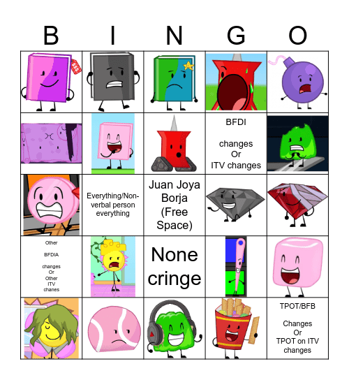 BFDIA changes bingo! Bingo Card