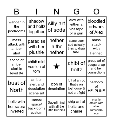 Art Fight Bingo Card