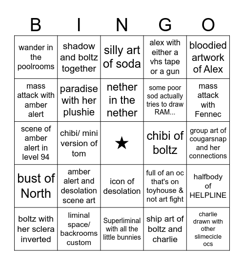 Art Fight Bingo Card