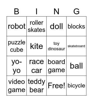 TOYS Bingo Card