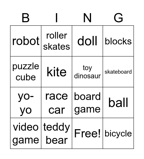 TOYS Bingo Card