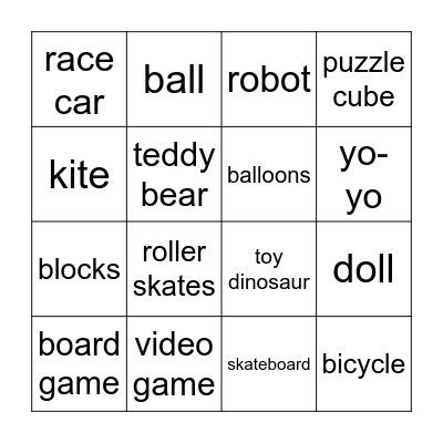 TOYS Bingo Card