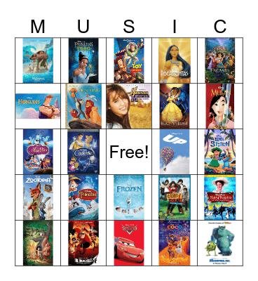 Disney Music Bingo Card