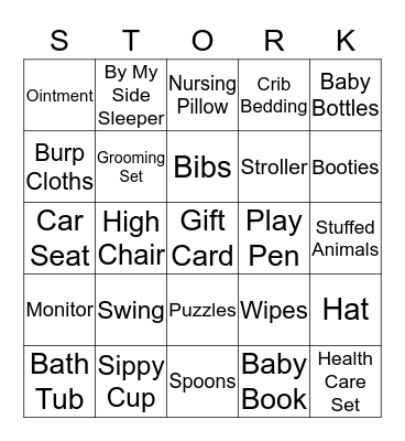 Baby "B" Rost Bingo Card