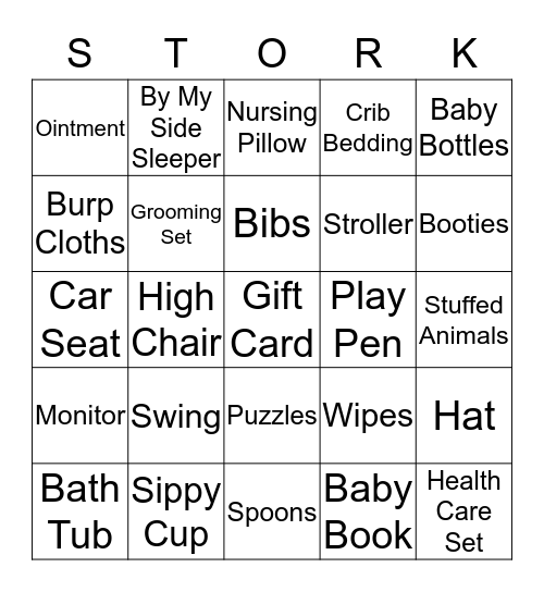Baby "B" Rost Bingo Card