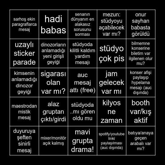 KU Orkestra Bingo Card