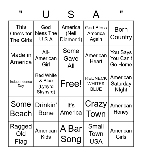 Country BBQ Bingo Card