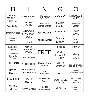 I Thought You Were Canada Down Bingo Card