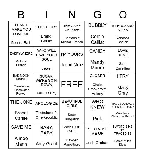 I Thought You Were Canada Down Bingo Card