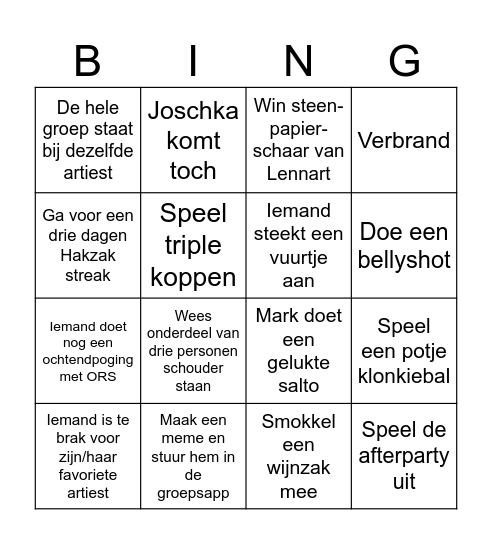 Rock Werchter 2026 Bingo Card