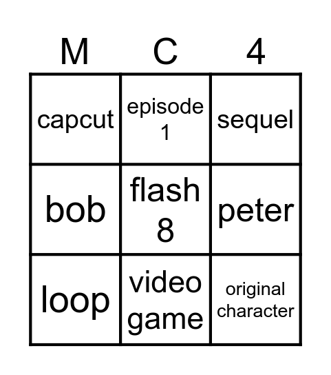 Mr. Cheesebingo IV Bingo Card