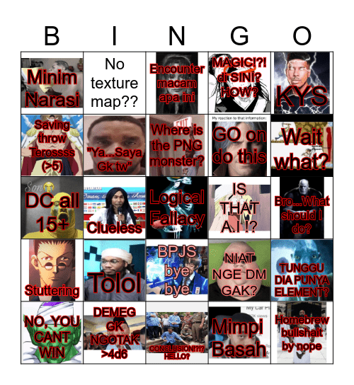 Encounter Nope Bingo Card