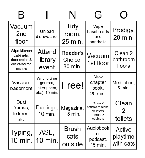 Power Up Bingo Card