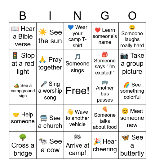Passport Camp Bingo Card