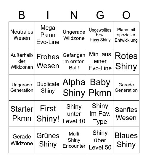 Legends ZA Shiny Bingo Card