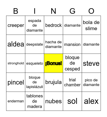 Minecraft Bingo Card
