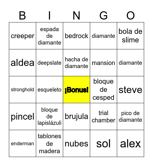 Minecraft Bingo Card
