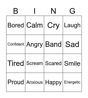 Emotions and Music Bingo Card