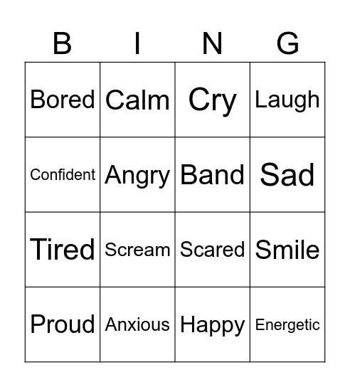 Emotions and Music Bingo Card