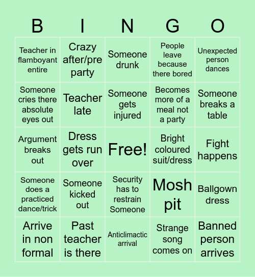 PROM BINGO Card