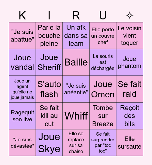 Kiru Bingo Card
