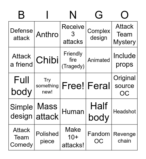 ART FIGHT 2026 Bingo Card