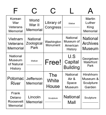 NLC Washington, D.C. Bingo Card