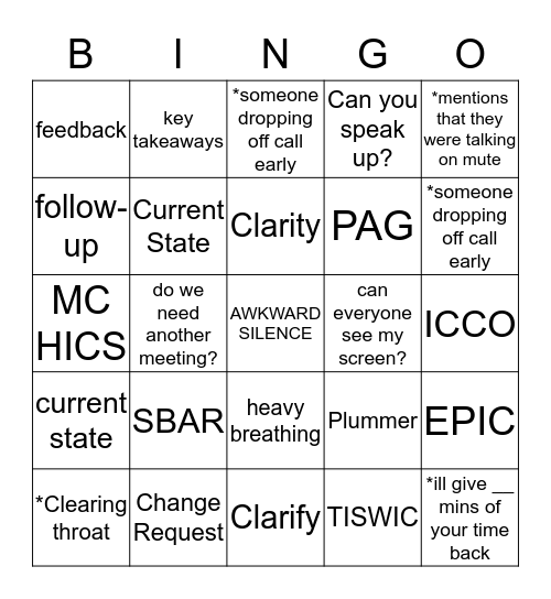 Meeting Bingo Card