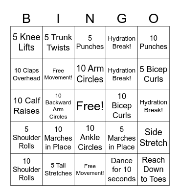 Fitness Bingo! Bingo Card