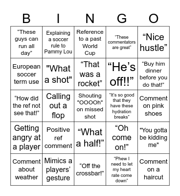 DCH World Cup Bingo Card