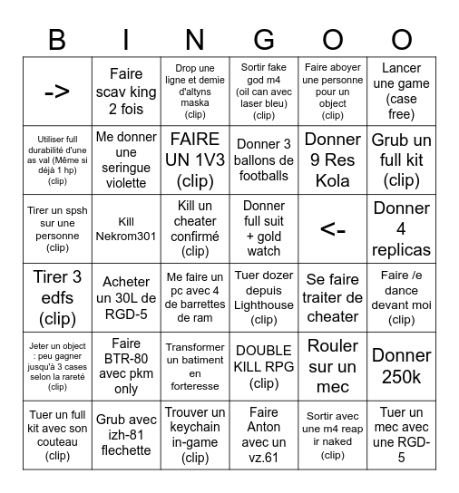 Bingo : 3 PEQ15 & 3 SOCCOM556 Bingo Card