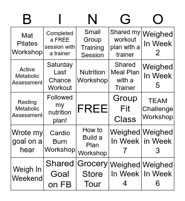 60 DAY BINGO Card