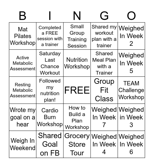 60 DAY BINGO Card