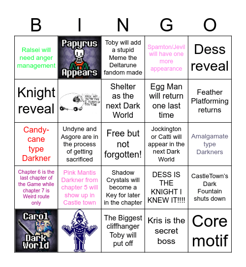 Deltarune chapter 6 prediction by UvulaHunters Bingo Card