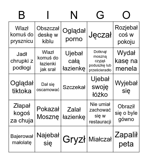 Bingo Totka Bingo Card